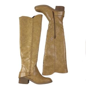 Altar’d State Over Knee Boots Distressed Tan Block Heel